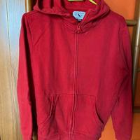 Felpa rossa cotone 100%, con cerniera, cappuccio e