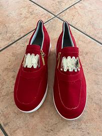 Sneakers slip-on rosse con zeppa interna