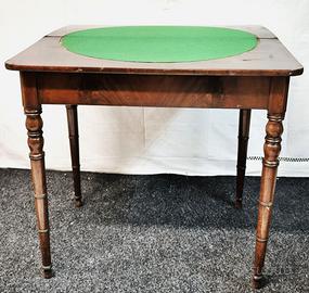 Antico Tavolino da gioco  francese – Mogano, piuma