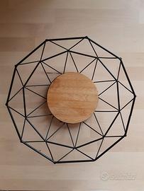 Cesto portafrutta Carol metallo nero e base legno