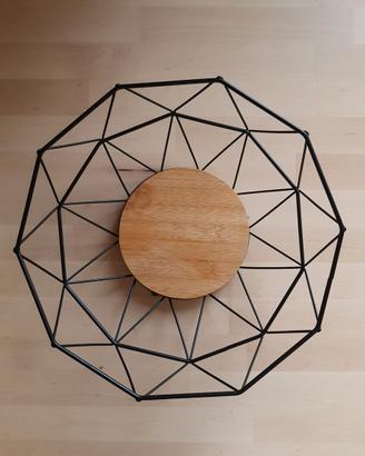 Cesto portafrutta Carol metallo nero e base legno