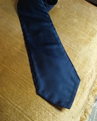 Cravatta NUOVA Lancel Paris in pura seta blù notte