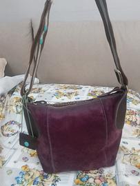 Borsa a spalla Gabs in pelle scamosciata e tessuto