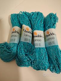 4 matasse di filato di cotone turchese