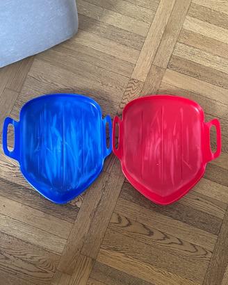 2 Slittini palette da neve bambini rosso e blu con