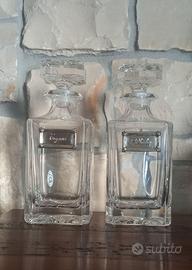 N.2 Bottiglie in cristallo di Boemia e argento