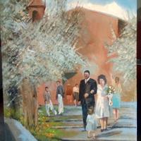 pittura ad olio "matrimonio anni '50"