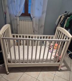 lettino con sbarre "PALI"+ materasso antiacaro