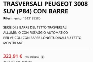 Barre da tetto originali Peugeot 3008