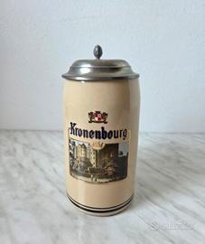 Boccale in ceramica Kronenbourg anni '90.