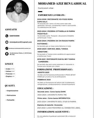 Pizzaiolo, cameriere, corriere, magazziniere,autis