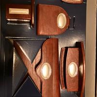 Set scrivania pelle e argento