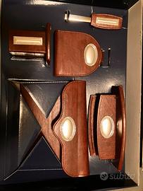 Set scrivania pelle e argento