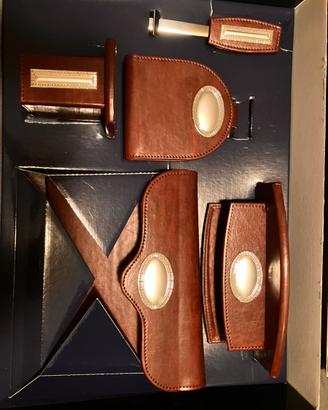 Set scrivania pelle e argento