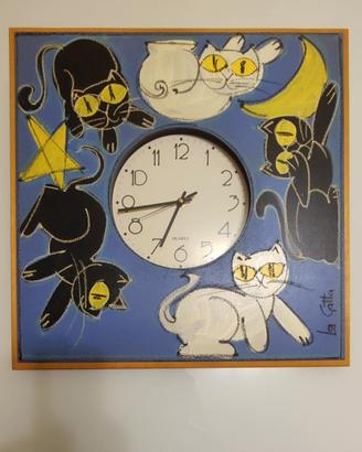orologio da parete vetro dipinto a mano  su legno