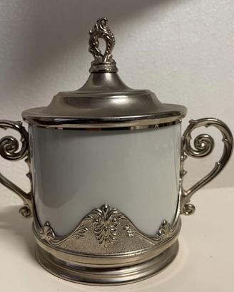 ZUCCHERIERA VINTAGE ANNI ’70 ARGENTO 800 CERAMICA