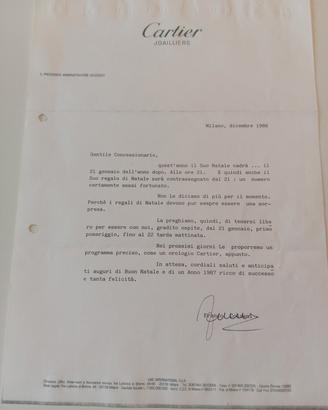 Documento archivio Cartier  presidenza Milano1986 