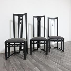 Giorgetti Tris Sedie Tronetto in Legno 1970’design