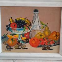 Quadro con natura morta con frutta dipinto a olio.