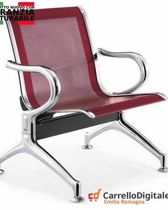 Sedia da attesa in acciaio colore rosso 1 posto