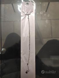 Braccialetto tennis in acciaio con zirconi bianchi