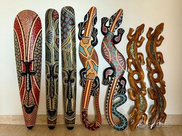 10 PZ. Arredo Etnico Maschere Geco Specchi Tribali