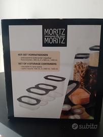 set 4 barattoli contenitori cucina casa plastica