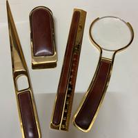 SET Scrivania inserti in pelle Vintage anni 70