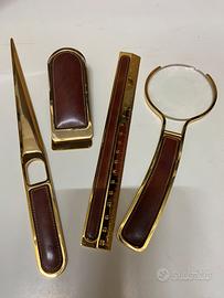 SET Scrivania inserti in pelle Vintage anni 70