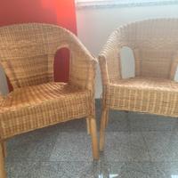 6 sedie poltrone poltroncine rattan vimini