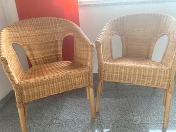 6 sedie poltrone poltroncine rattan vimini