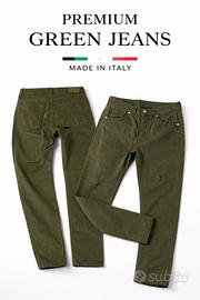 Jeans verde, made in Italy