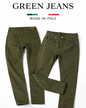 Jeans verde, made in Italy