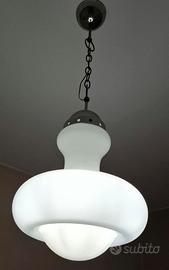 Lampadario in vetro bianco vintage