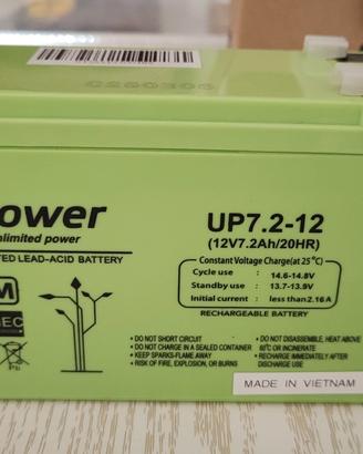 Batteria AGM Upower 12V 7.2Ah