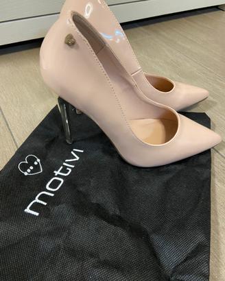 Scarpe décolleté vernice tacco oro