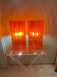 coppia Kartell Take lampada tavolo arancione