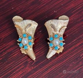 Orecchini vintage a clip con cornucopia
