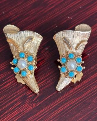 Orecchini vintage a clip con cornucopia