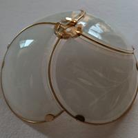 Lampadario applique in vetro satinato modernariato