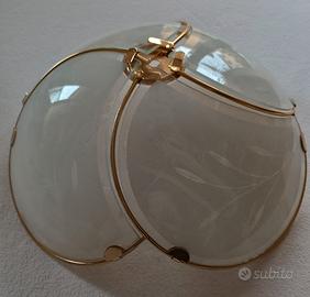 Lampadario applique in vetro satinato modernariato