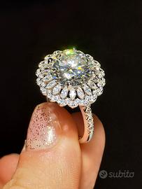Anello diamante moissanite 5 ct placcato oro