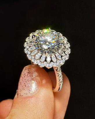 Anello diamante moissanite 5 ct placcato oro