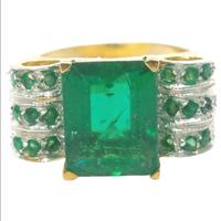 Anello con smeraldi 2.72 ct oro giallo e argento