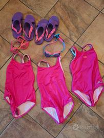 lotto piscina bambina 3 4 anni fucsia viola 