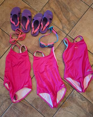lotto piscina bambina 3 4 anni fucsia viola 
