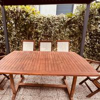Tavolo giardino in  teak allungabile con 6 sedie