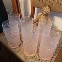 SEI BICCHIERI GRANDI DI CRISTALLO ROSA 