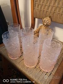 SEI BICCHIERI GRANDI DI CRISTALLO ROSA 