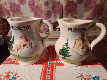 Coppia Brocche Vintage Dolomiti Dipinte a Mano
